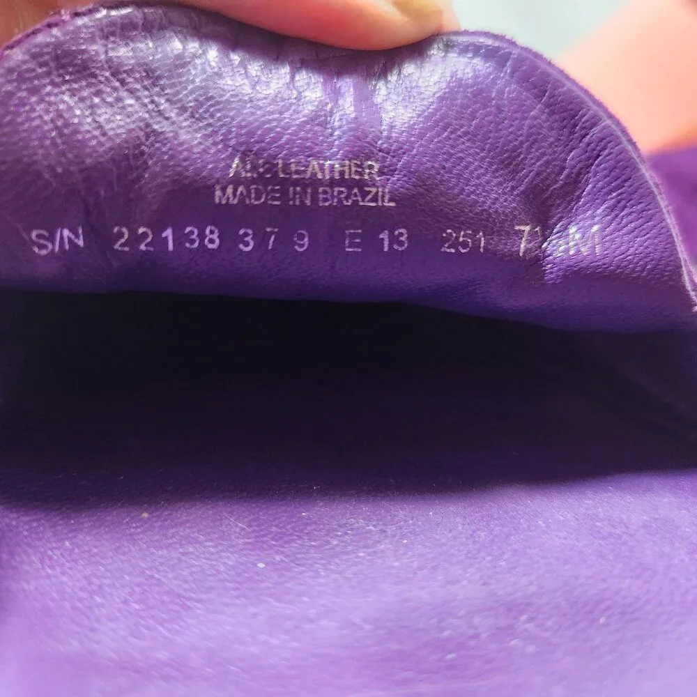 Tory Burch Quilted Purple Suede Flats with Gold Cap Toe